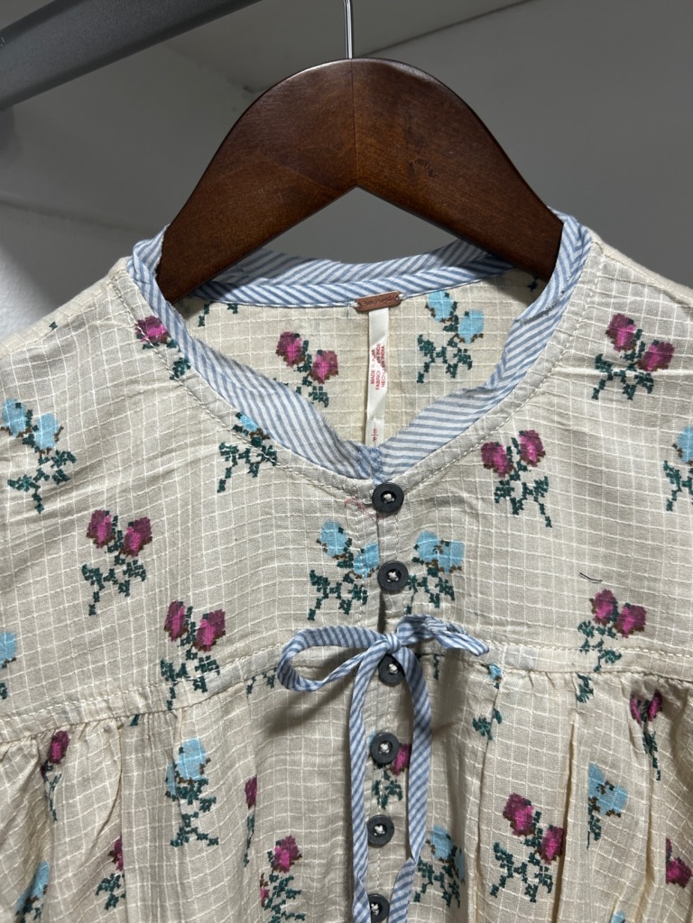Free people, cream, floral, print, tunic dress small - Picture 5 of 13